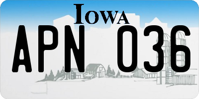 IA license plate APN036
