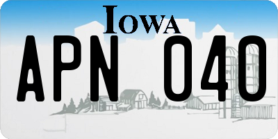 IA license plate APN040