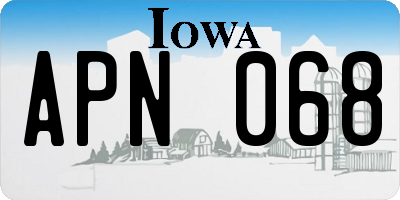IA license plate APN068