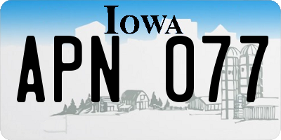 IA license plate APN077