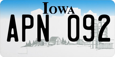 IA license plate APN092