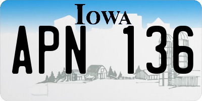 IA license plate APN136