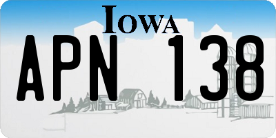 IA license plate APN138