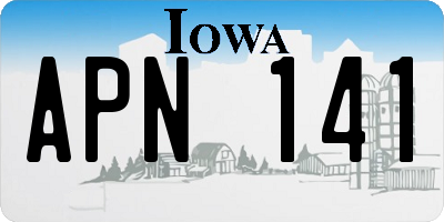IA license plate APN141
