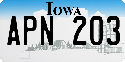IA license plate APN203