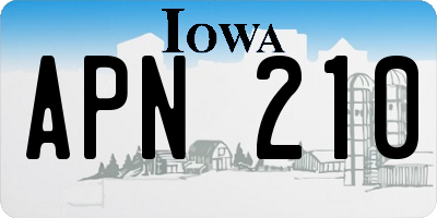 IA license plate APN210