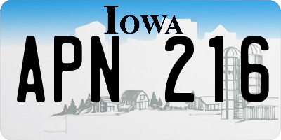 IA license plate APN216