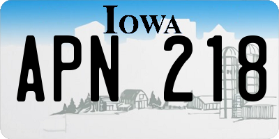 IA license plate APN218