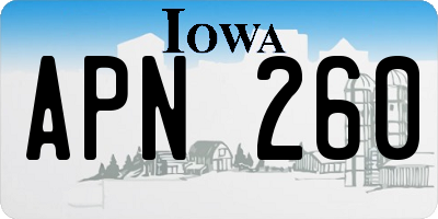 IA license plate APN260