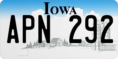 IA license plate APN292