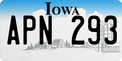 IA license plate APN293