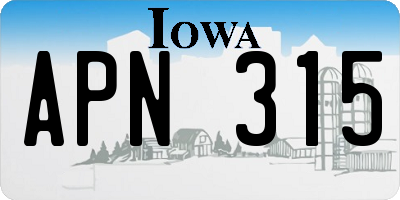 IA license plate APN315