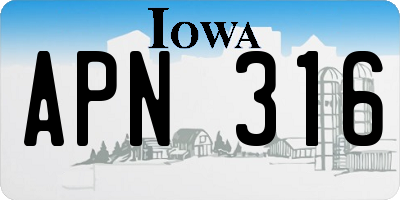 IA license plate APN316