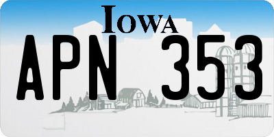IA license plate APN353