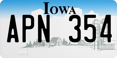 IA license plate APN354