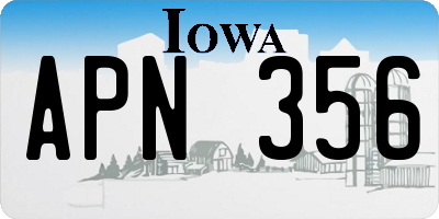 IA license plate APN356
