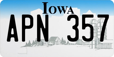 IA license plate APN357