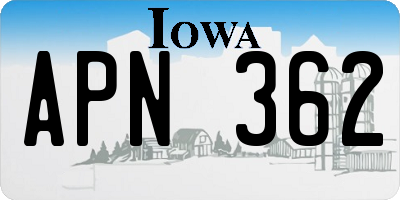 IA license plate APN362