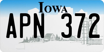 IA license plate APN372