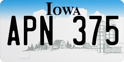 IA license plate APN375