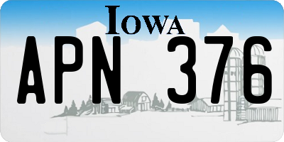 IA license plate APN376