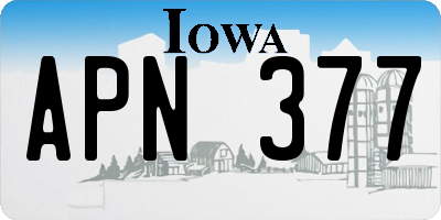 IA license plate APN377