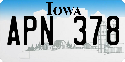 IA license plate APN378