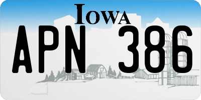 IA license plate APN386