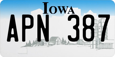 IA license plate APN387