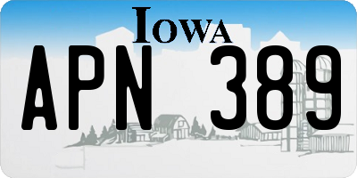 IA license plate APN389