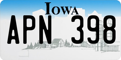 IA license plate APN398