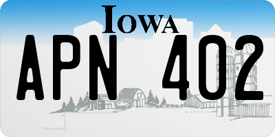 IA license plate APN402