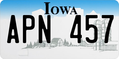 IA license plate APN457