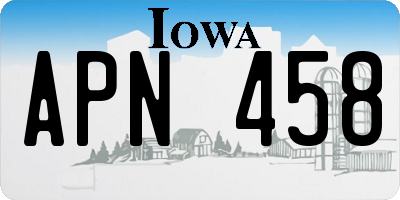 IA license plate APN458