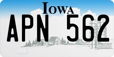 IA license plate APN562