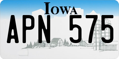 IA license plate APN575