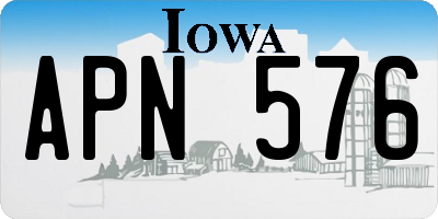 IA license plate APN576
