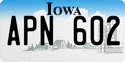 IA license plate APN602