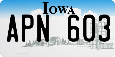 IA license plate APN603