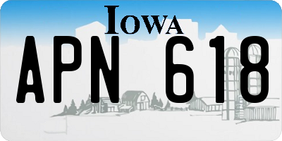 IA license plate APN618