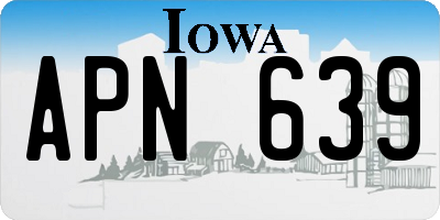 IA license plate APN639