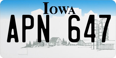IA license plate APN647