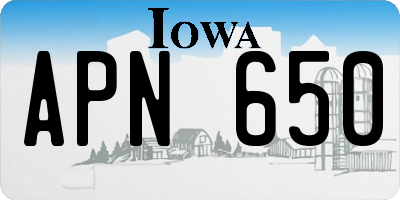 IA license plate APN650