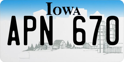 IA license plate APN670