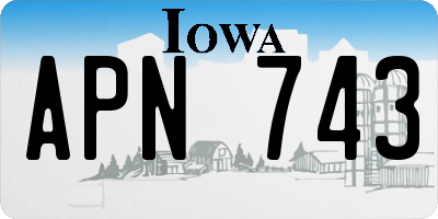 IA license plate APN743