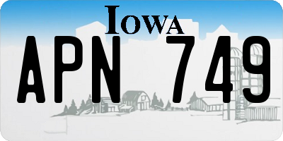 IA license plate APN749