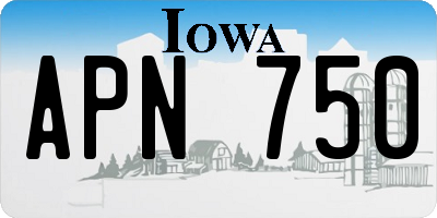IA license plate APN750