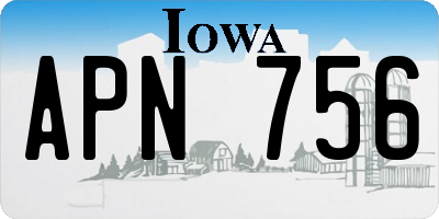 IA license plate APN756