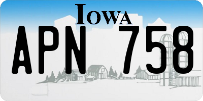 IA license plate APN758