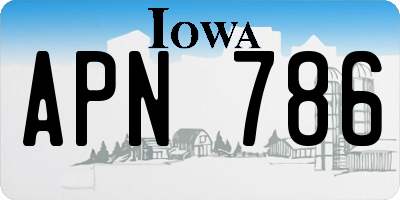 IA license plate APN786